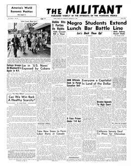 Negro Students Extend Lunch Bar Battle Line