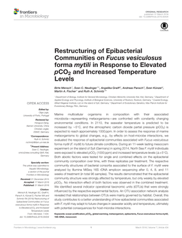 Restructuring of Epibacterial Communities on Fucus Vesiculosus Forma Mytili in Response to Elevated Pco2 and Increased Temperature Levels