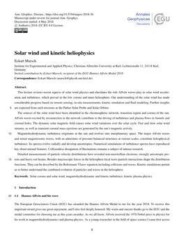 Solar Wind and Kinetic Heliophysics