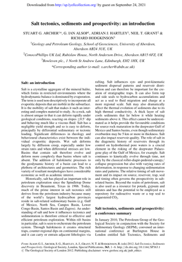 Salt Tectonics, Sediments and Prospectivity: an Introduction