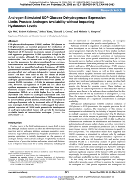 Androgen-Stimulated UDP-Glucose Dehydrogenase Expression Limits