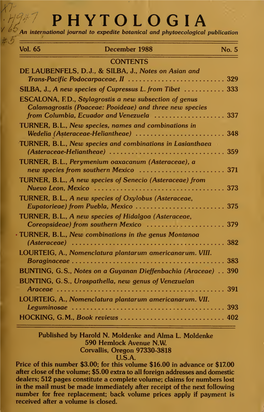 ^7 PHYTOLOGIA an International Journal to Expedite Botanical and Phytoecological Publication