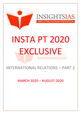Insta Pt 2020 Exclusive (International Relations – Part 2)