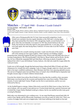 Matches – 27 April 1968