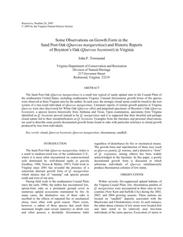 The Sand Post Oak (Quercus Margarettiae) and Historic Reports of Boynton’S Oak (Quercus Boyntonii) in Virginia