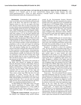 Landing Site Analysis for a Lunar Polar Water Ice Ground Truth Mission