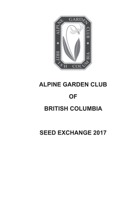 Alpine Garden Club of British Columbia Seed Exchange 2017