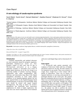 Case Report a Rare Etiology of Cauda Equina Syndrome
