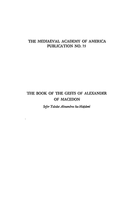 The Book of the Gests of Alexander of Macedon