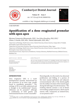 Apexification of a Dens Evaginated Premolar with Open Apex