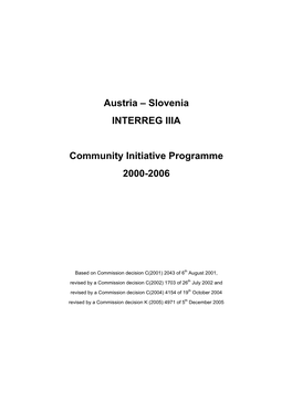 Austria – Slovenia INTERREG IIIA Community Initiative Programme