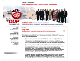 DUP.Org.Uk Tuesday 10 February 2009