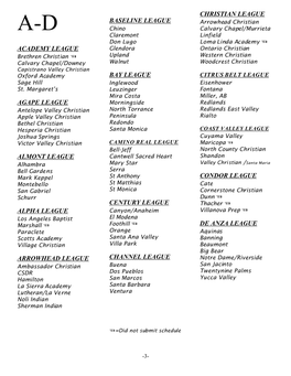 Academy League Agape League Almont League Alpha