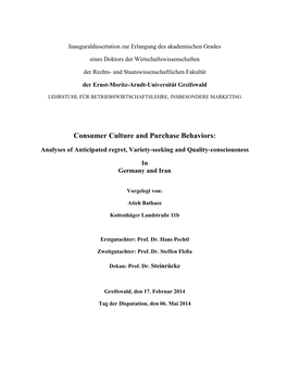 Consumer Culture and Purchase Behaviors