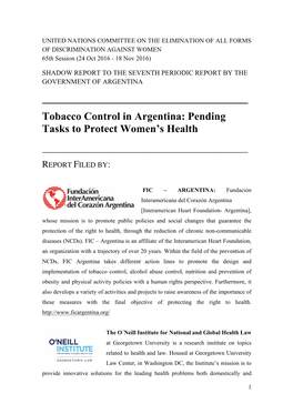 Tobacco Control in Argentina: Pending Tasks to Protect Women’S Health ______