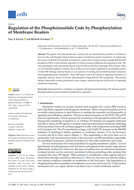 Regulation of the Phosphoinositide Code by Phosphorylation of Membrane Readers