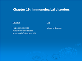 Chapter 19: Immunological Disorders