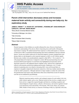 Parent–Child Intervention Decreases Stress and Increases Maternal Brain Activity and Connectivity During Own Baby-Cry: an Exploratory Study