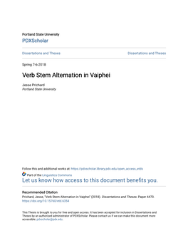 Verb Stem Alternation in Vaiphei