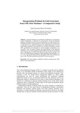 Interpretation Problems in Code Generation from UML State Machines - a Comparative Study