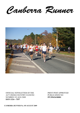 Official Newsletter of the Act Cross Country Club Inc
