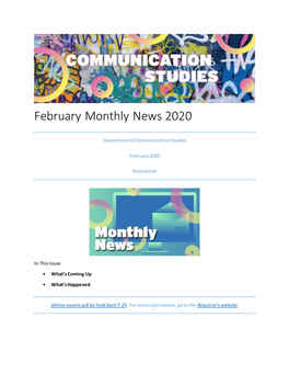 February Monthly News 2020