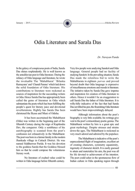 Odia Literature and Sarala Das