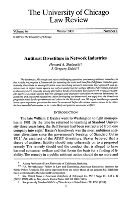 Antitrust Divestiture in Network Industries Howarda