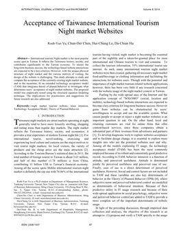 Acceptance of Taiwanese International Tourism Night Market Websites