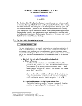 Lecture 6 Christianity Pneumatology Notes Revised