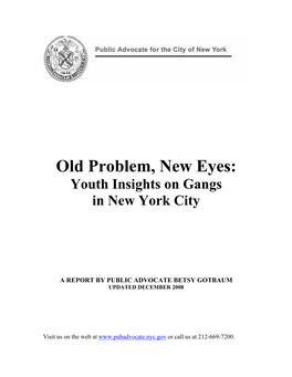 Old Problem, New Eyes: Youth Insights on Gangs in New York City