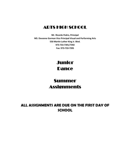 Junior Dance Summer Assignments