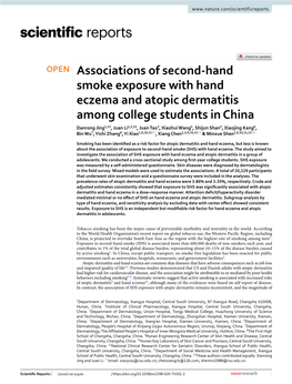 Associations of Second-Hand Smoke Exposure with Hand Eczema And