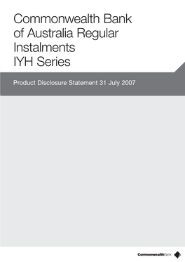 Commonwealth Bank of Australia Regular Instalments IYH Series