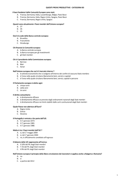 CATEGORIA B3 I Paesi Fondatori Delle Comunità Europee Sono Stati
