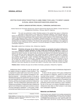 Rickettsia Infection in Amblyomma Ticks Issn 0025-7680391