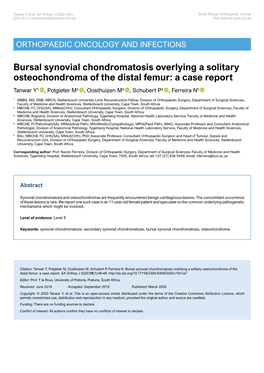 Bursal Synovial Chondromatosis Overlying a Solitary