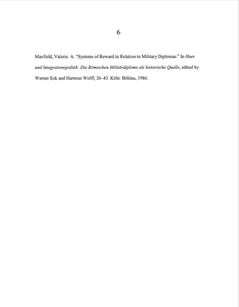 Systems of Reward in Relation to Military Diplomas." in Heer Und Integrationspolitik: Die Romischen Militardiplome Als Historische Quelle, Edited By