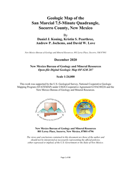 Geologic Map of the San Marcial 7.5-Minute Quadrangle, Socorro County, New Mexico