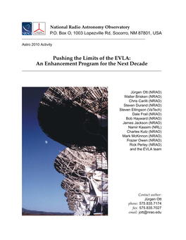 Pushing the Limits of the EVLA: an Enhancement Program for the Next Decade