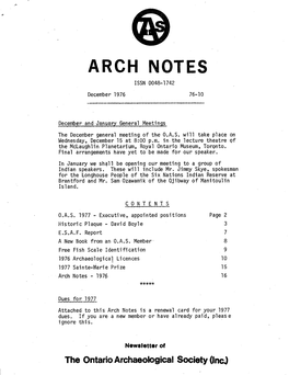 ARCH NOTES ISSN 0048~ 1742 December 1976 76-10