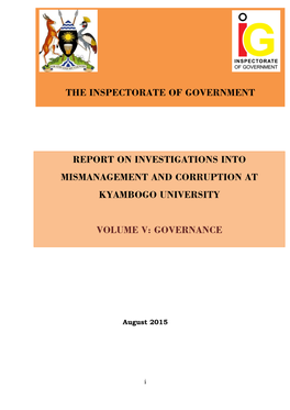 Report on Investigations Into Mismanagement and Corruption at Kyambogo University