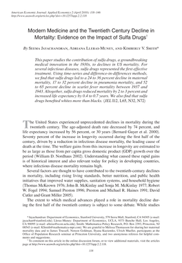 Modern Medicine and the Twentieth Century Decline in Mortality: Evidence on the Impact of Sulfa Drugs