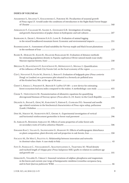 I INDEX of VOLUME 64 Adamenko S., Shlapak V., Kozachenko I., Parubok M.: Peculiarities of Seasonal Growth of Pinus Nigra J.F. Ar
