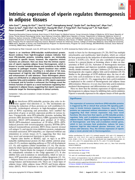 Intrinsic Expression of Viperin Regulates Thermogenesis in Adipose Tissues by Inhibiting Fatty Acid Β-Oxidation