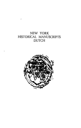 New York Historical Manuscripts: Dutch