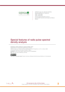 Special Features of Radio Pulse Spectral Density Analysis