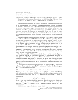 Introduction to Möbius Differential Geometry, by Udo Hertrich-Jeromin, London Mathematical Society Lecture Notes Series, Vol. 3