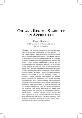 Oil and Regime Stability in Azerbaijan