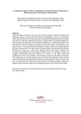 A Comparative Study of Chinese and Japanese Female Characters Portrayed in in Hirokazu Koreeda’S and Ang Lee's Family Films